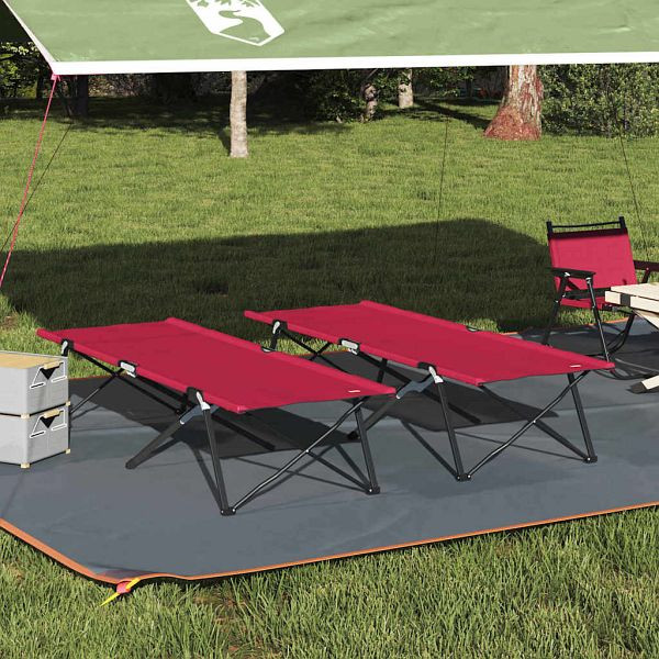 vidaXL Klapp Schlafbett fürs Camping Falten 2 Stück Rot 206 x 76 x 74 cm, 42003170