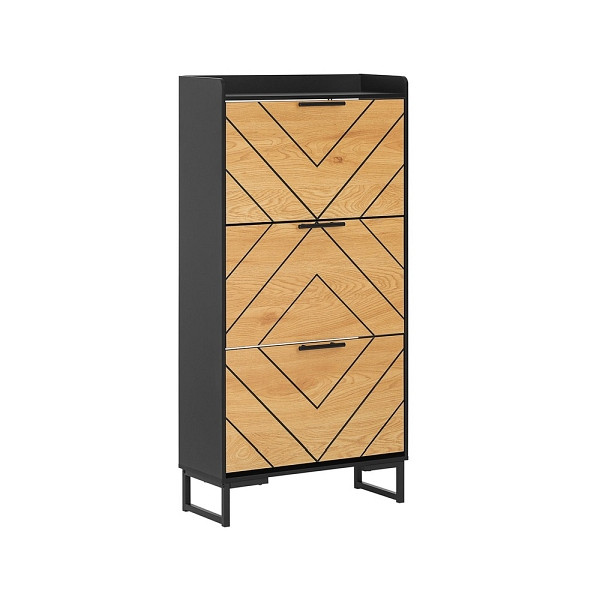 SoBuy Schuhschrank mit 3 Türen Schwarz 62x59x125 cm, Modern, FSR164-SCH