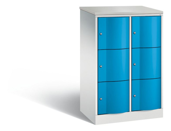 C+P Schließfachschrank Resisto,6 Fächer,H1255xB772xT540mm,Grau/Lichtblau/DBSHellgrau, 8573-272 S10114