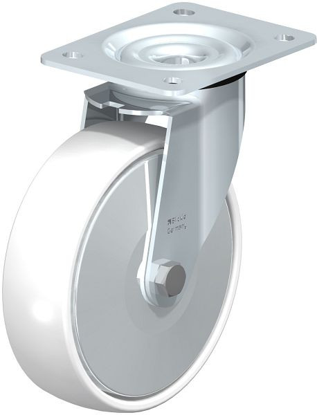 Blickle LE-PO 175R-FA Stahlblech-Lenkrolle mit Anschraubplatte, Polyamid, Weiß, 749578