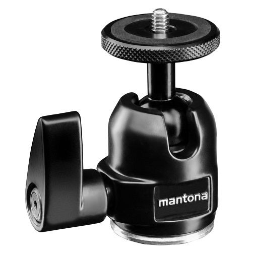 Mantona Basic Kugelkopf Small, Produktfarbe: Schwarz, 1018870, 4250234588706