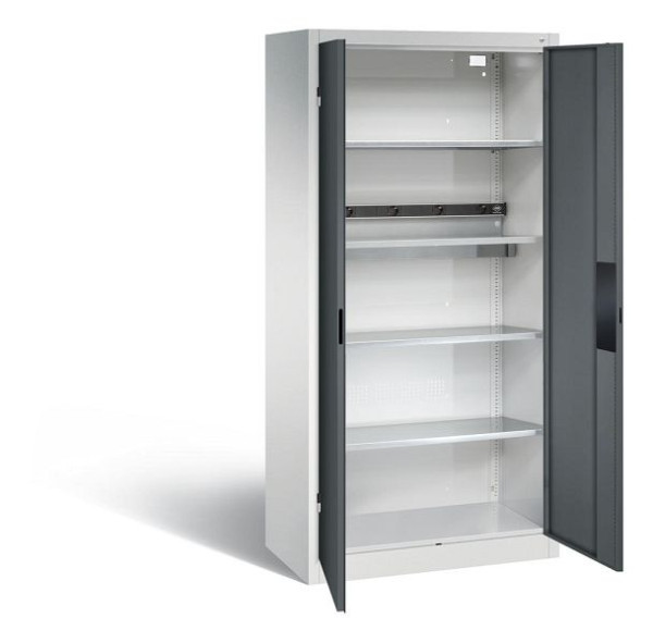 Deskin Akkuladeschrank Serie Basic, Vollblechtüren, Korpus Lichtgrau, Türen Anthrazitgrau, H 1950 x B 930 x T 500 mm, ohne Schubladenblock, 332183