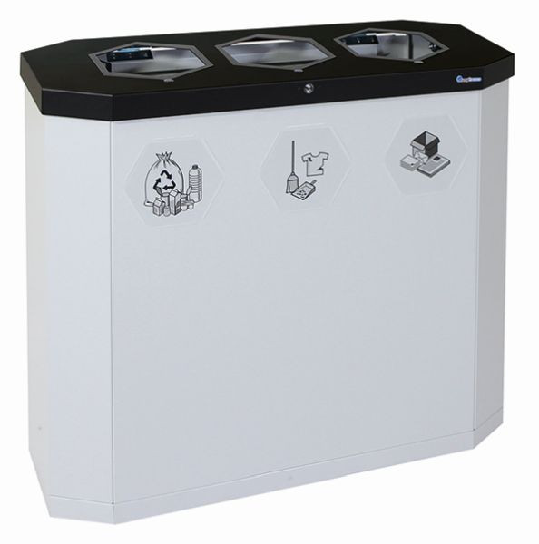 stumpf Sixco 3 smart Recycling-Station, lichtgrau RAL 7035, 830x950x355 mm (HxBxT), 565-135-07