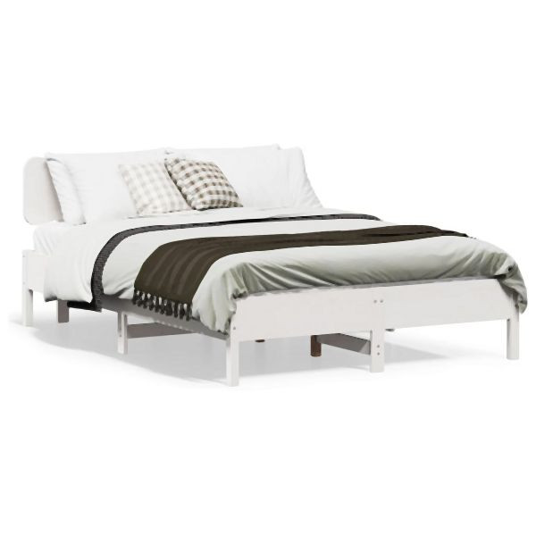 vidaXL Massivholzbett ohne Matratze Weiß 140x190 cm Kiefernholz, 3328245