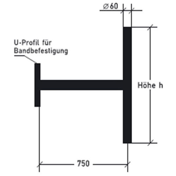 Stein HGS Ausleger für Bandbefestigung, mit Querpfosten/Höhe 1100mm, alpbh110