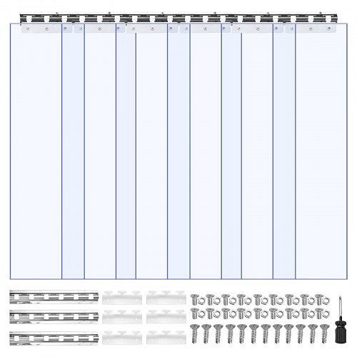 VEVOR PVC-Streifenvorhang, 213,4x96,5 cm, 0,2 cm dick, VE: 6 Stück, für Gefrier- und Kühlschränke, 50 % Überlappung, transparent, PZMLPZPTLGGHM3MQ3V0