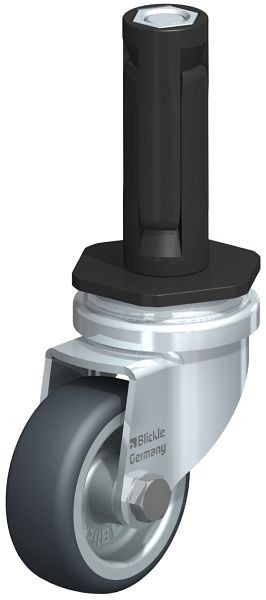 Blickle LRA-TPA 50G-ER02 Apparate-Lenkrolle mit Expander, Thermoplastisches Gummi-Elastomer, Grau, 847770