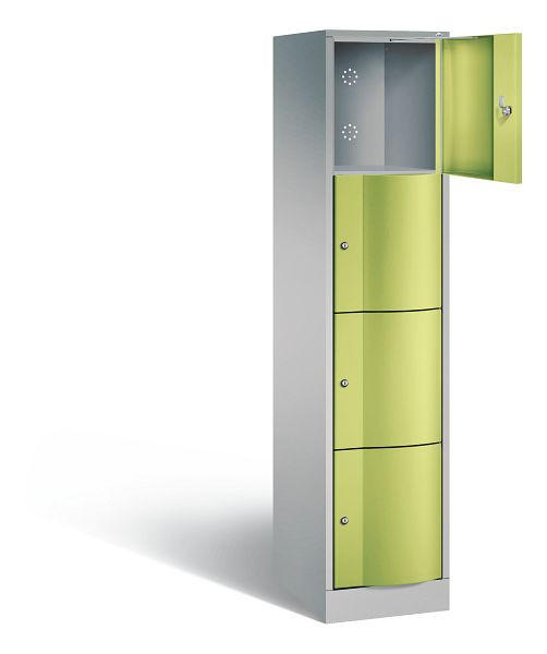 C+P Schließfachschrank Resisto, H1950xB396xT540mm, Farbe: Weißaluminium / Viridingrün, 8470-172 S10035
