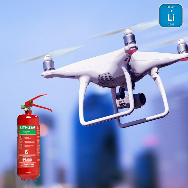 MedX5 2 l LithEX AVD-Feuerlöscher für 100-250 Wh Li-Ion-Akku & A-Brände, 5-52597