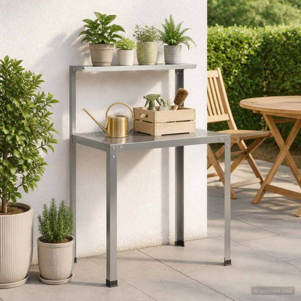 vidaXL Pflanztisch 100 x 50 x 104 cm Verzinkter Stahl Silber, 8014902