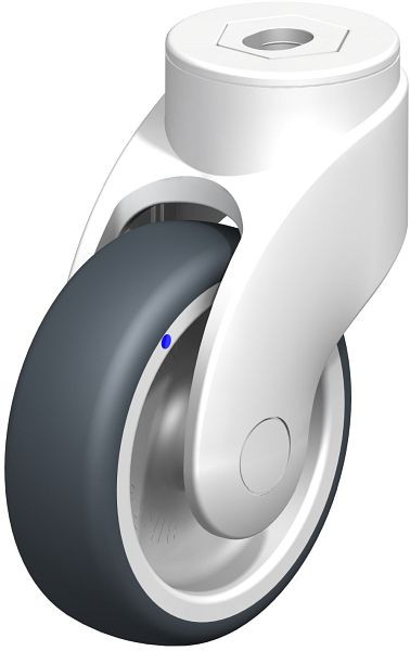 Blickle LWKX-TPA 101G Kunststoff-Lenkrolle WAVE, rostfrei, mit Rückenloch, Thermoplastisches Gummi-Elastomer, Grau, 744655
