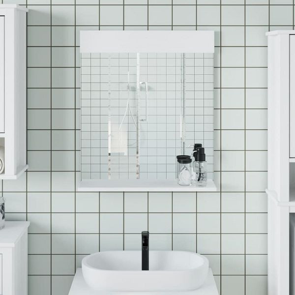 vidaXL Badspiegel mit Ablage BERG Weiß 60x12x70 cm Massivholz, 358558