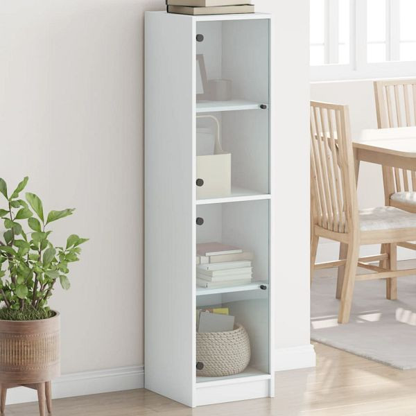 vidaXL Highboard mit Glastüren Weiß 35x37x142 cm, 836434