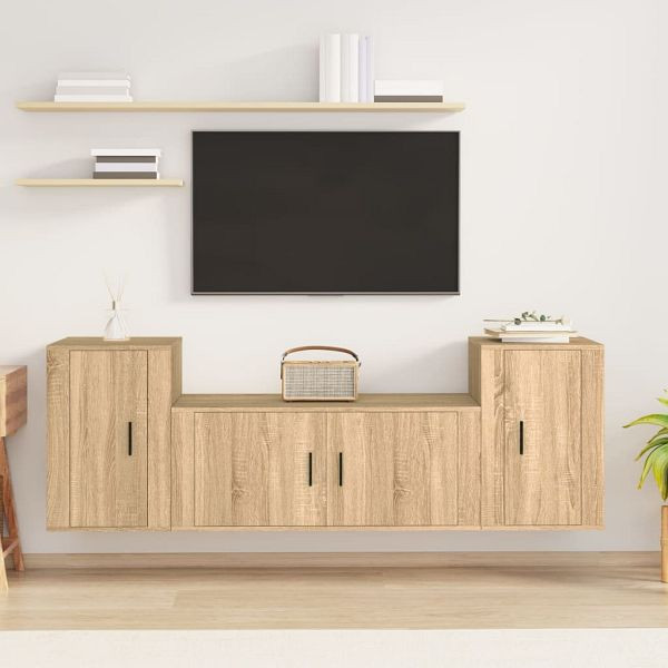 vidaXL 3-teilig TV-Schrank-Set Sonoma-Eiche Holzwerkstoff, 3188513