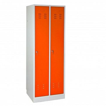 ADB Spind / Garderobenschrank Regular" 2-türig, Maße (HxBxT): 1780x600x500 mm, Farbe Korpus: lichtgrau (RAL 7035) , Farbe Türen: Orange (RAL 2008), 40880