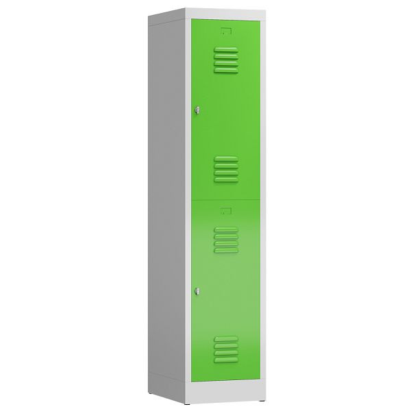 Lüllmann ClassiX Garderobenschrank, 1 Abteil doppelstöckig, 1800 x 415 x 500 mm, lichtgrau/gelbgrün, X-523215