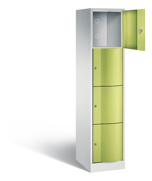 C+P Schließfachschrank Resisto, H1950xB396xT540mm, Farbe: Lichtgrau / Viridingrün, 8470-172 S10021