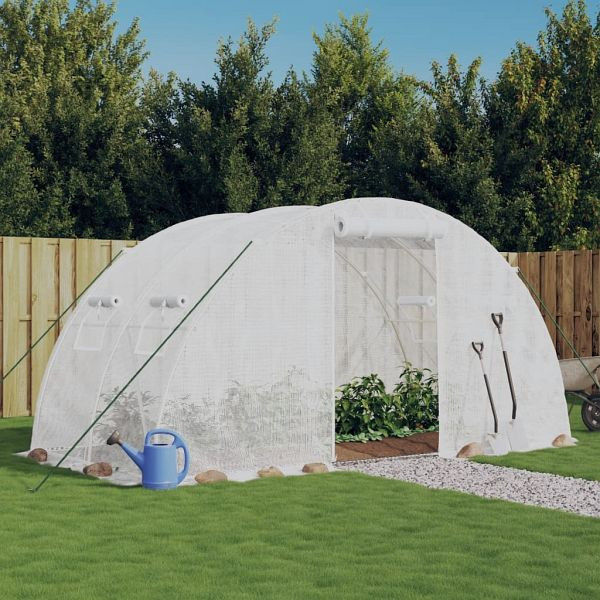 vidaXL Gewächshaus mit Stahlrahmen Weiß 8 m² 4x2x2 m, 364083