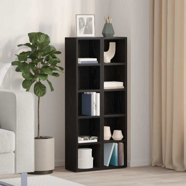 vidaXL CD-Regale 2 Stück Schwarz Eichen-Optik 21x16x93,5cm Holzwerkstoff, 861986