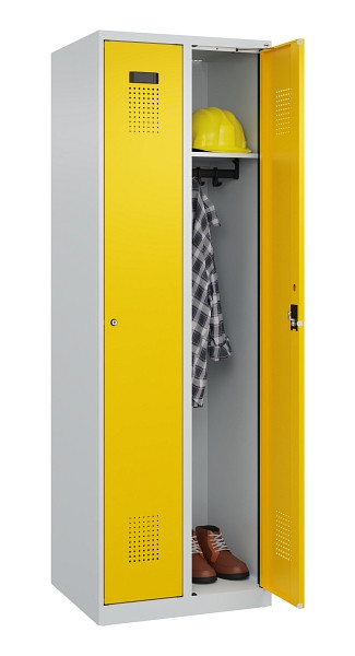 C+P Spind Evolo PLUS, 2 Abteile, 1850x600x500mm, 7035/1023, Verschluss Zylinderschloss, Ablageböden 2, 049000-20 S10028