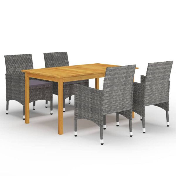 vidaXL 5-teilig Garten-Essgruppe Grau, 3067762, 8720286338087
