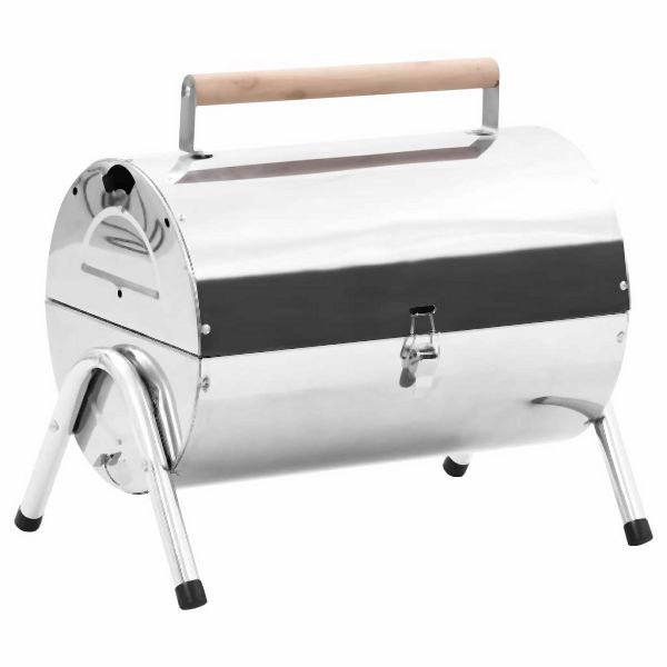vidaXL Tragbarer Tisch-Holzkohlegrill Edelstahl Doppelrost, 47852