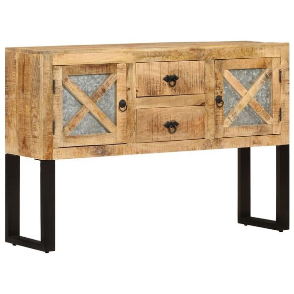 vidaXL Sideboard 110x30x74 cm Raues Mangoholz, Stahl, Zink, 328275