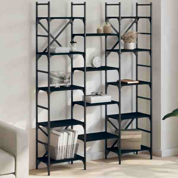 vidaXL Bücherregal Schwarz 127,5x28,5x172,5 cm Holzwerkstoff, 838868