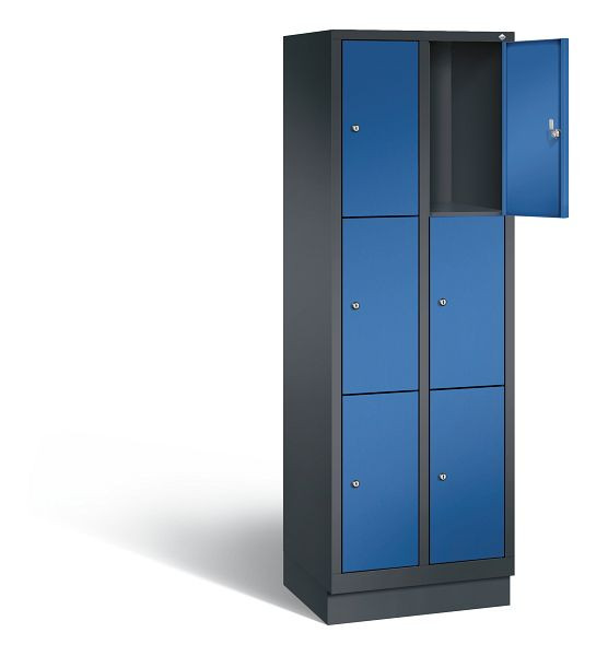 C+P Schließfachschrank Evolo, H1800xB610xT500mm, Farbe: Schwarzgrau / Enzianblau, 48020-203 S10005