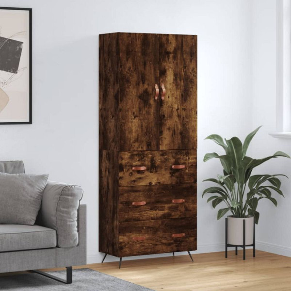 vidaXL Highboard Räuchereiche 69,5x34x180 cm Holzwerkstoff, 3195824