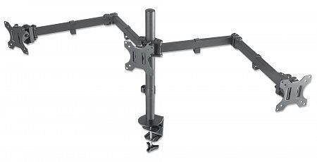 MANHATTAN Tischhalterung mit Monitorarm für drei Displays, von 13" bis 27", zweifach schwenkbar, 461658