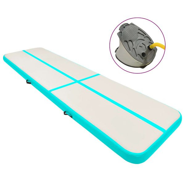 vidaXL Aufblasbare Gymnastikmatte mit Pumpe 800x100x15 cm PVC Grün, 92675