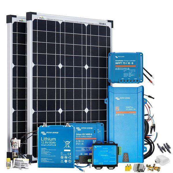 Offgridtec Mobil VeCore S 100W 640Wh Wohnmobil Solaranlage inkl. MultiPlus12/800/35 Wechselrichter, Batterieladegrät und Laderegler - weiß, 4-01-023895-006