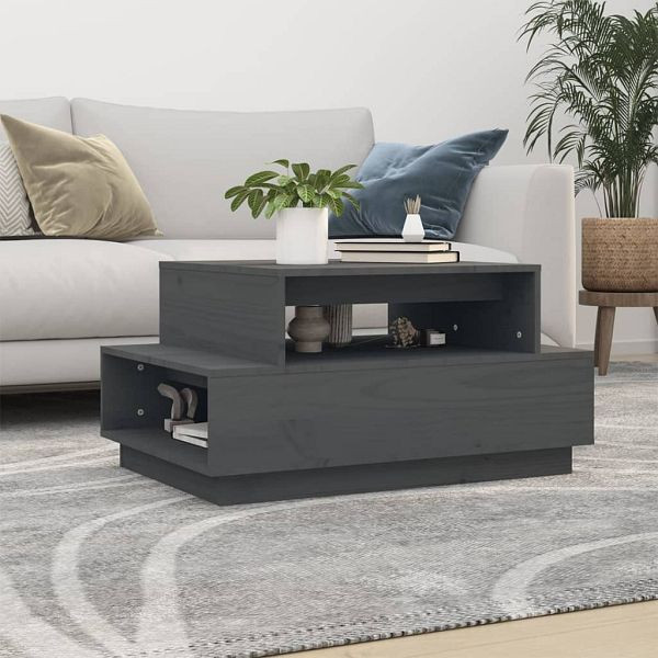 vidaXL Couchtisch Grau 80x55x40,5 cm Massivholz Kiefer, 814516