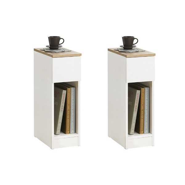 SoBuy Nachttisch-Set mit einer Schublade Weiß 20x35x60cm, Modern, VE: 2 Stück, FBT111-WNx2