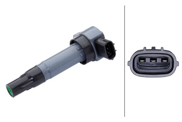 HELLA Zündspule, 14V, 3-polig, Kerzenschachtzündspule, geschraubt, 5DA 358 168-131