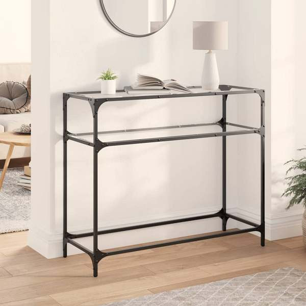 vidaXL Konsolentisch mit Glasplatte Transparent 98x35x81 cm Stahl, 846026