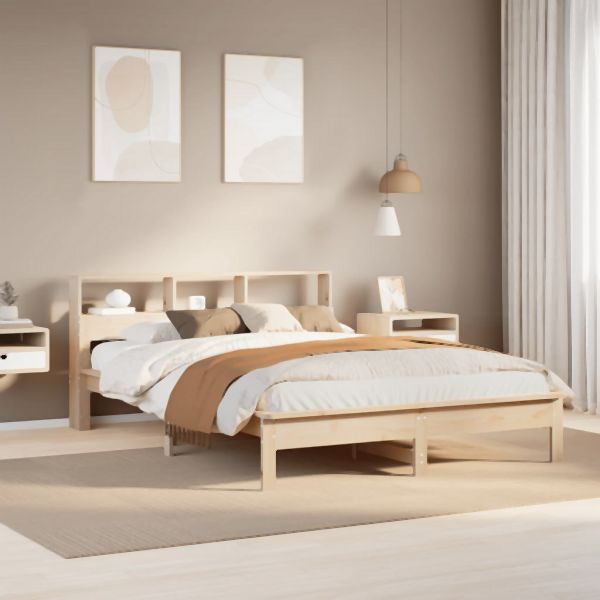 vidaXL Massivholzbett mit Regal ohne Matratze 120x200 cm Kiefer, 855714
