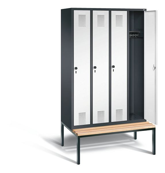 C+P Garderobenschrank Evolo, H2090xB1190xT815mm, Farbe: Schwarzgrau / Verkehrsweiß, 48050-40 S10633