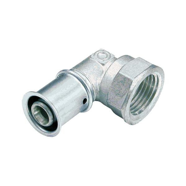 Multitubo Metall-Press-Winkel 16mmx1/2 IG, 90Grad, Messing verzinnt 23016, 108135