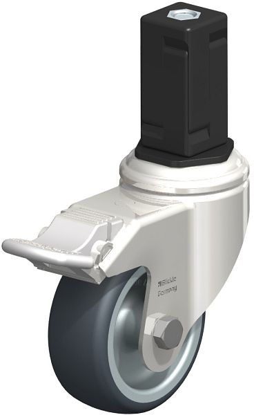 Blickle LKRXA-TPA 80G-11-FI-EXV15 Edelstahl-Apparate-Lenkrolle mit Expander & Feststeller, Thermoplastisches Gummi-Elastomer, Grau, 853119