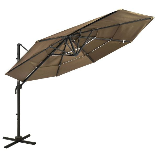 vidaXL Sonnenschirm mit Aluminium-Mast 4-lagig Taupe 3x3 m, 313831