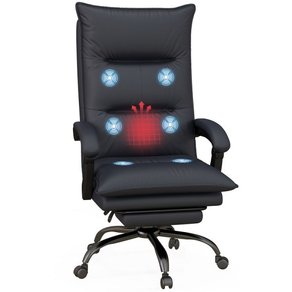 Vinsetto Bürostuhl mit Massagefunktion & Heizfunktion, Fußstütze, bis 120 kg, Dunkelgrau, 921-661V90CG