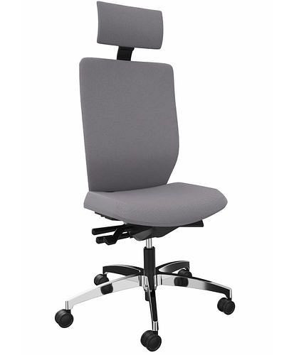 DENIOS Bürostuhl Stilo ES operator, Syncro-Activ-Balance-Technik, Alu-Fußkreuz, Nackenstütze, grau, 292436