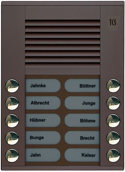 TCS Audio Außenstation Serie PES 10 Klingeltasten (rechts-/ linksbündig), AP bronze, PES10-EB/04