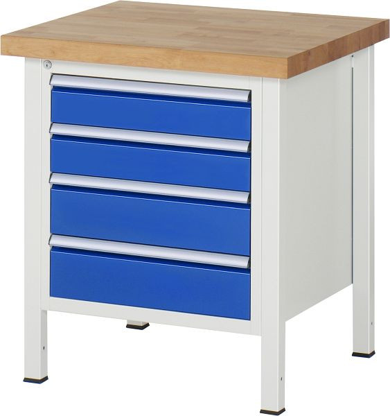 RAU Werkbank Serie 8000 - Gestell-Bauweise (Schweißgestell), 4 x Schublade, 750x840x700 mm, 03-8162A2-077B4S.11