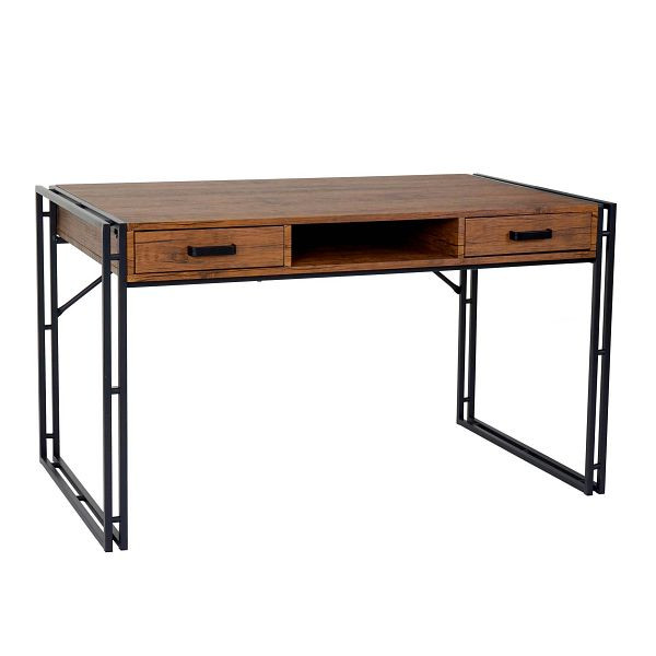 Mendler Schreibtisch HWC-A27, Bürotisch Computertisch, 122x70cm 3D-Struktur, Wildeiche-Optik, 50095+56594