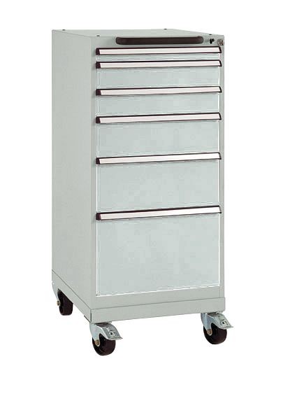 Manuflex Schubfachschrank BASETEC mobil, Nutzhöhe 900 mm mit 6 Schubfächern, in lichtgrau RAL 7035, SP1035.7035