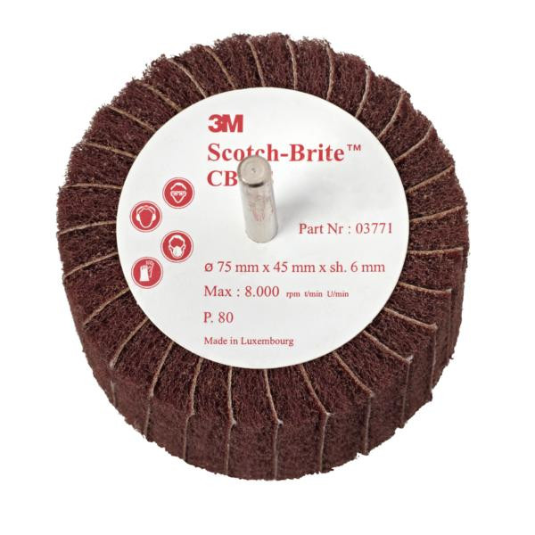 3M Scotch-Brite Lamellenbürste CB-ZS, rot, 76,2 mm, 45 mm, 6 mm, P60, A, fein, VE: 10 Stück, 7000077936