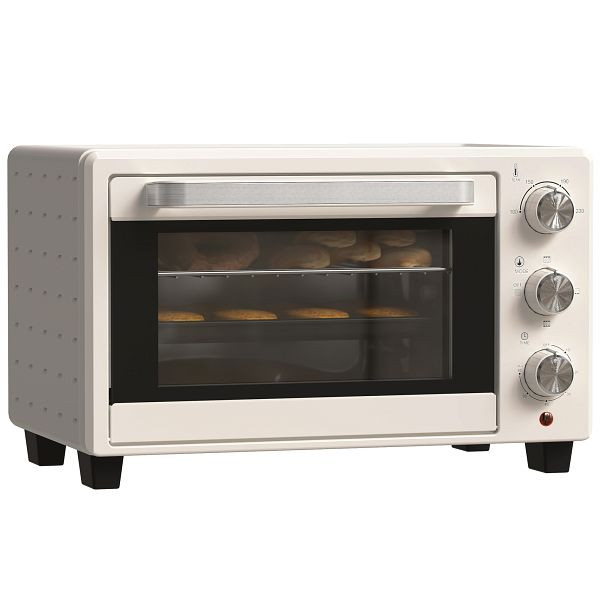HOMCOM Minibackofen, 21 L Toasterofen mit 1 Drahtgestell und 1 Backblech, 3 Kochmodi, 100 °C-230 °C, Edelstahl, Glas, Cremeweiß, 800-085V90CW